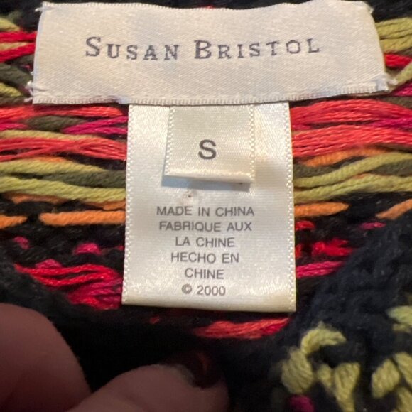 Susan Bristol Womens Fair Isle Knit Sweater S Black Red Multicolor Cotton Blend - Picture 2 of 6